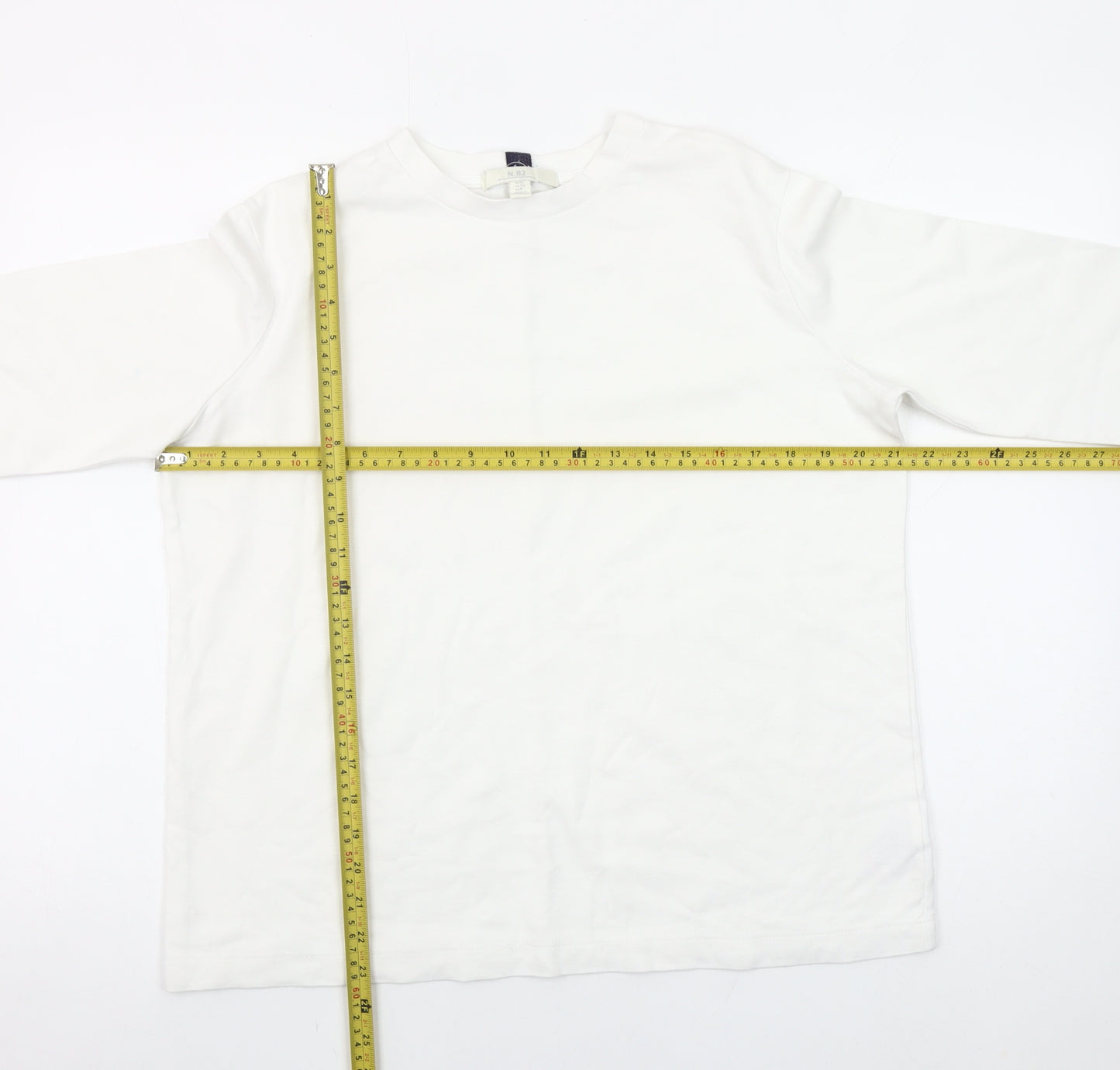 Next Women White Long Sleeve Crew Neck Basic T-Shirt UK 12
