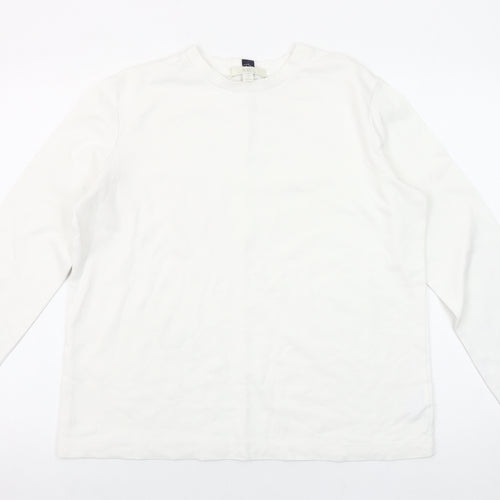 Next Women White Long Sleeve Crew Neck Basic T-Shirt UK 12