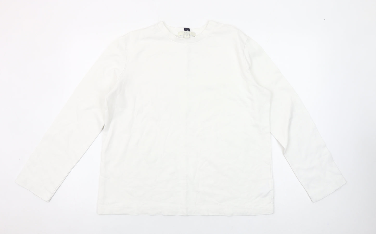 Next Women White Long Sleeve Crew Neck Basic T-Shirt UK 12