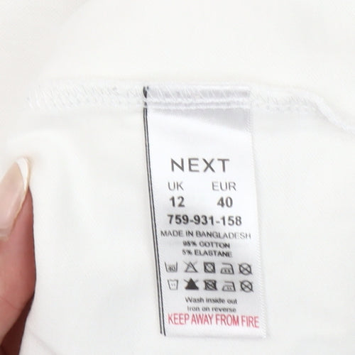 Next Women White Long Sleeve Crew Neck Basic T-Shirt UK 12