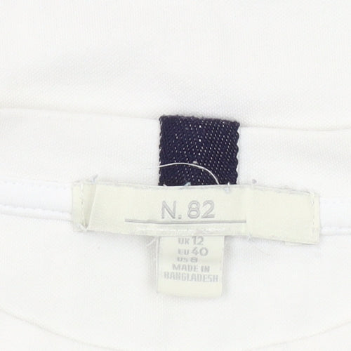 Next Women White Long Sleeve Crew Neck Basic T-Shirt UK 12