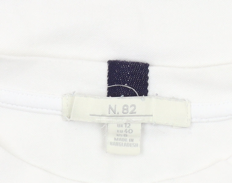 Next Women White Long Sleeve Crew Neck Basic T-Shirt UK 12