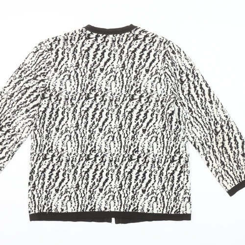 Jones New York Womens Black White Animal Print Cardigan L