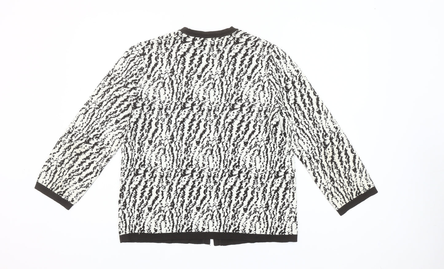 Jones New York Womens Black White Animal Print Cardigan L