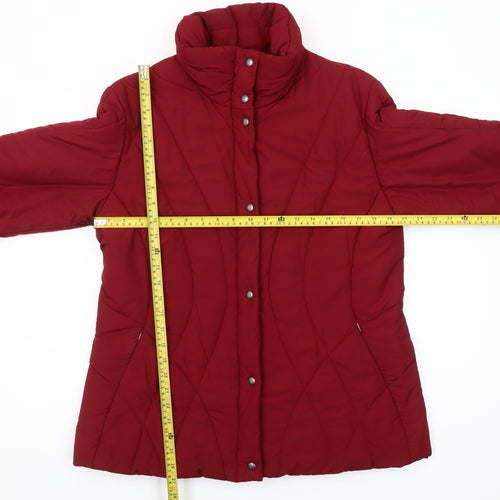 Olsen Womens Red Size 12 Puffer Jacket Quilted Mid Length Winter Coat