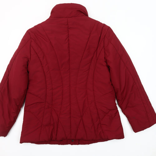 Olsen Womens Red Size 12 Puffer Jacket Quilted Mid Length Winter Coat