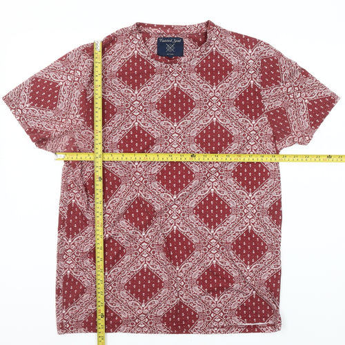 Twisted Soul Men Red Paisley Cotton T-Shirt Size L Crew Neck