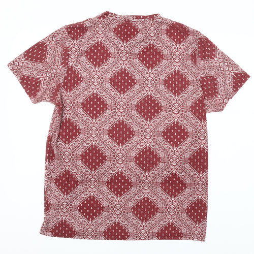 Twisted Soul Men Red Paisley Cotton T-Shirt Size L Crew Neck