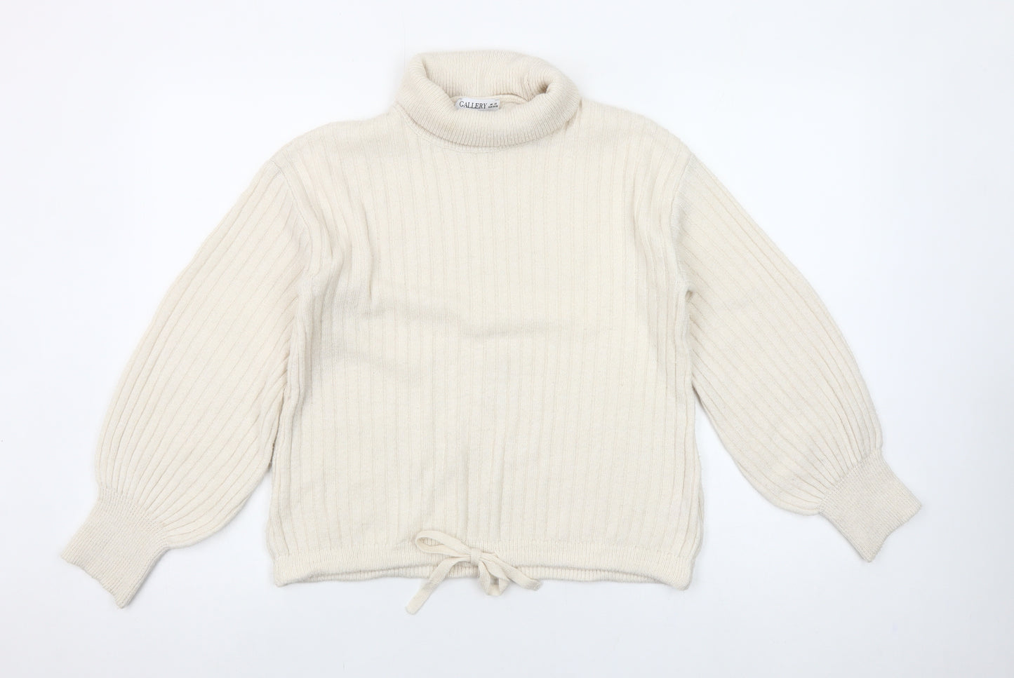 Gallery Women’s Ivory XS Roll Neck Knit Jumper Balloon Sleeve