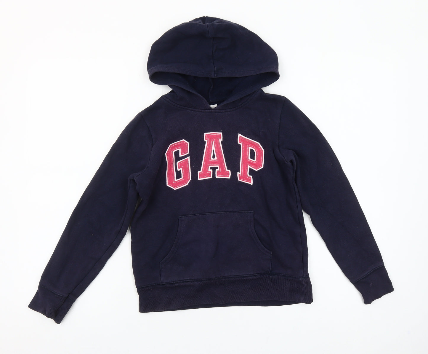 GAP Girls Blue Logo Pullover Hoodie - Size 10-11 Years Cotton Blend