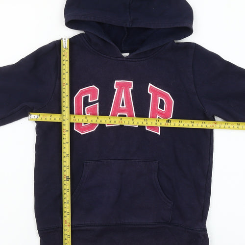 GAP Girls Blue Logo Pullover Hoodie - Size 10-11 Years Cotton Blend
