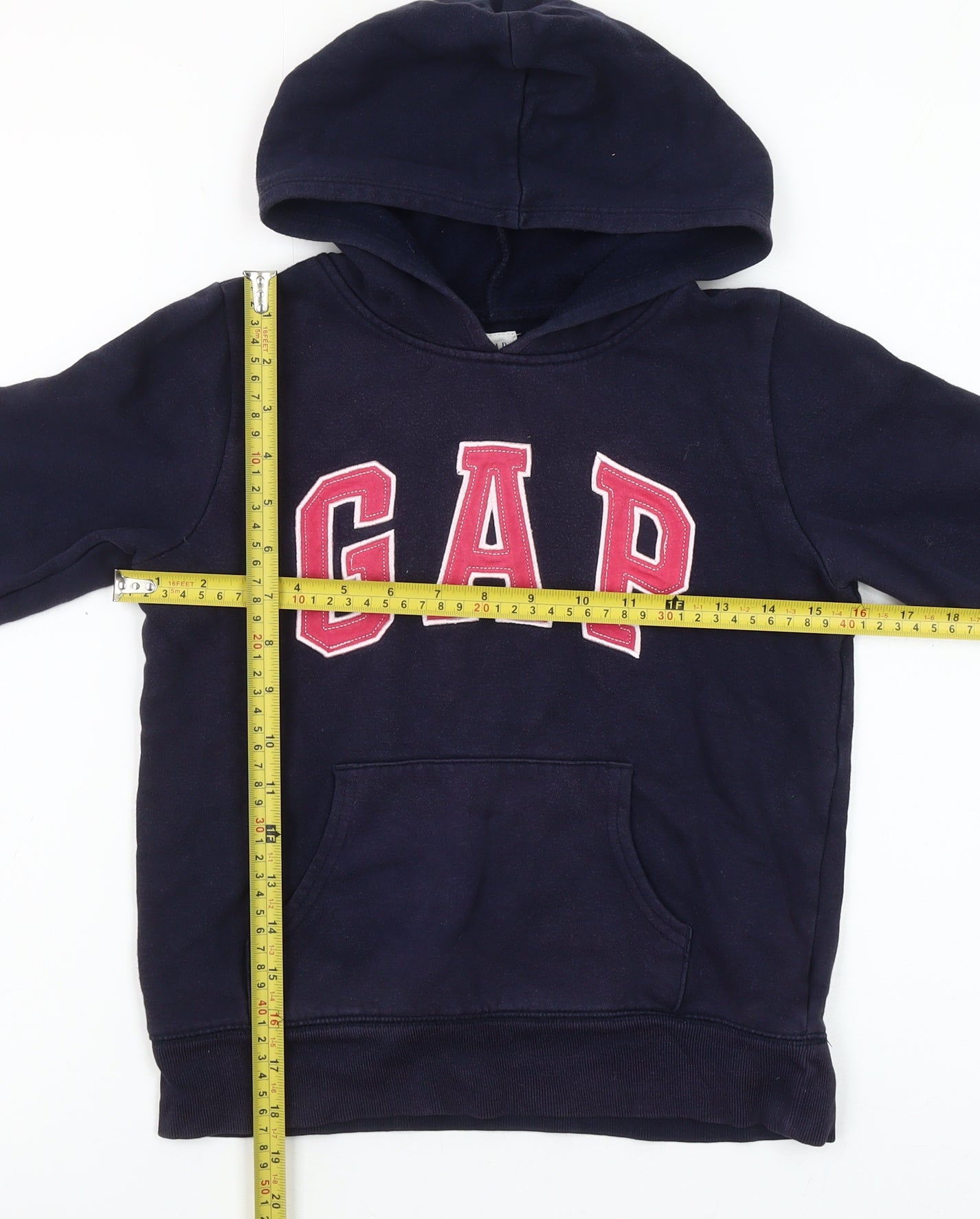 GAP Girls Blue Logo Pullover Hoodie - Size 10-11 Years Cotton Blend