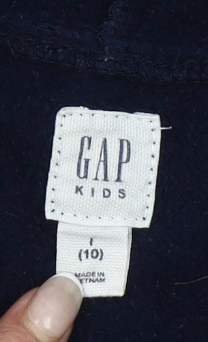 GAP Girls Blue Logo Pullover Hoodie - Size 10-11 Years Cotton Blend