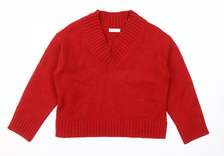 Primark Women’s Red V-Neck Knit Jumper Size M Regular Fit