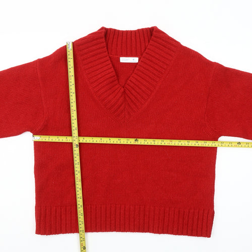 Primark Women’s Red V-Neck Knit Jumper Size M Regular Fit