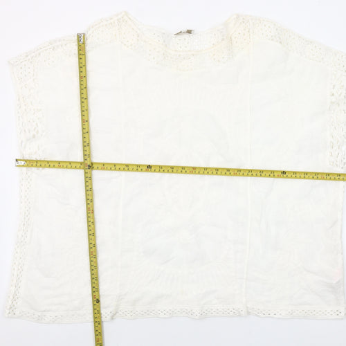 Apricot Womens Ivory Cotton Crochet Tunic Blouse S