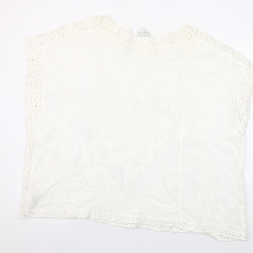 Apricot Womens Ivory Cotton Crochet Tunic Blouse S