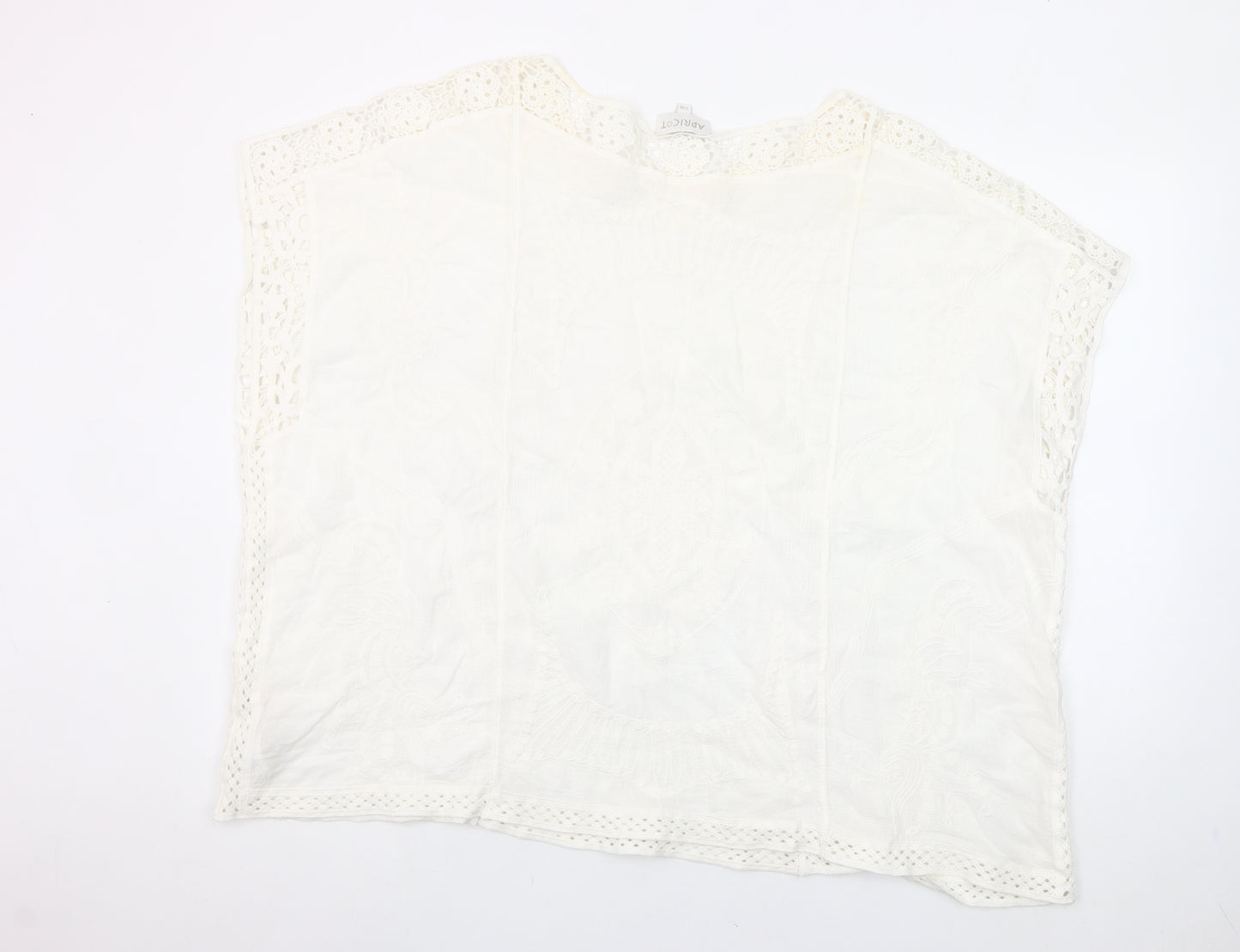 Apricot Womens Ivory Cotton Crochet Tunic Blouse S