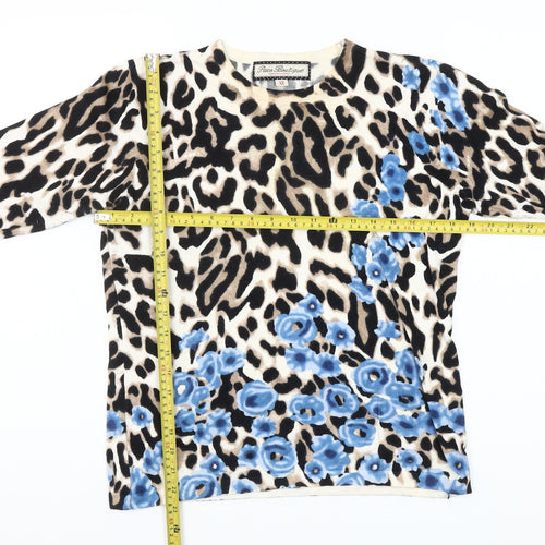 Paco Boutique Womens Multicoloured Size 12 Animal Print Floral Long Sleeve Jersey Top