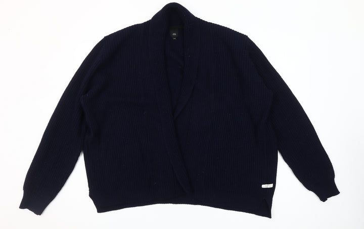 River Island Unisex Blue 2XL Chunky-Knit Open Cardigan Jumper