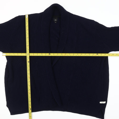 River Island Unisex Blue 2XL Chunky-Knit Open Cardigan Jumper