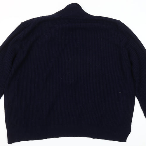River Island Unisex Blue 2XL Chunky-Knit Open Cardigan Jumper
