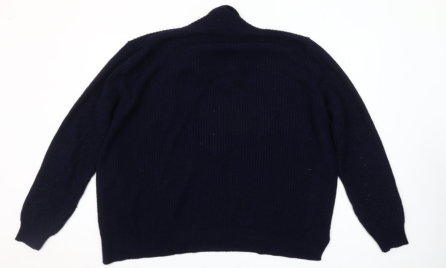River Island Unisex Blue 2XL Chunky-Knit Open Cardigan Jumper