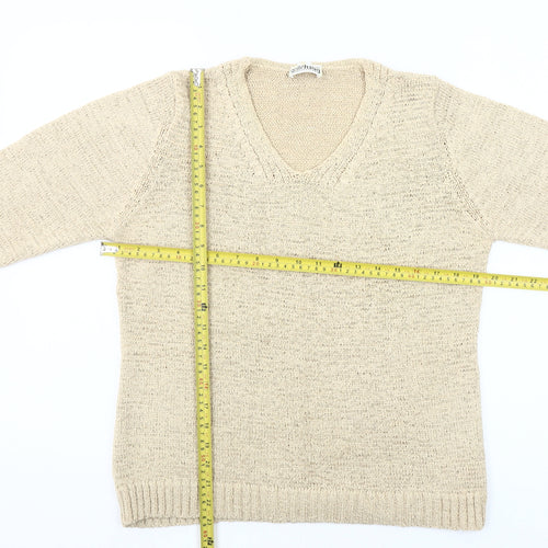 Gollehaug Womens Beige V-Neck Pullover Jumper Size 10 Knit