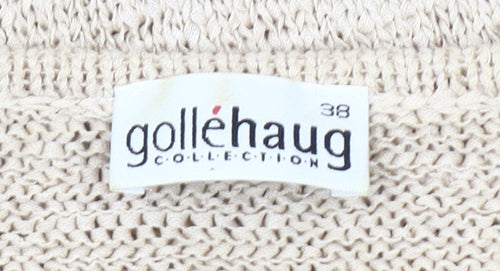 Gollehaug Womens Beige V-Neck Pullover Jumper Size 10 Knit