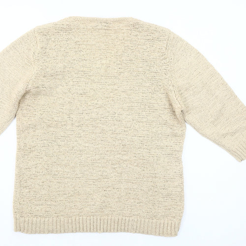 Gollehaug Womens Beige V-Neck Pullover Jumper Size 10 Knit