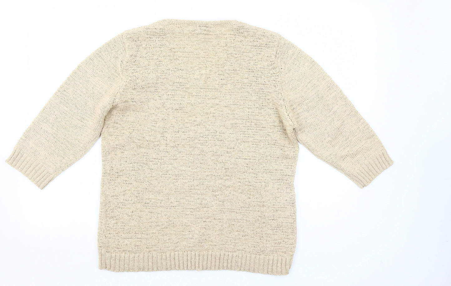 Gollehaug Womens Beige V-Neck Pullover Jumper Size 10 Knit