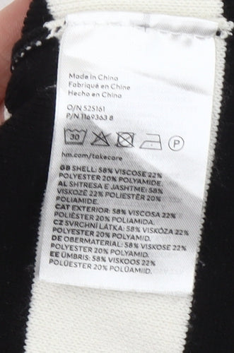 H&M Womens XS Black White Striped Roll Neck Pullover Jumper