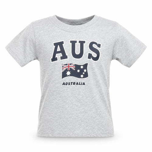 Oz Designs Girls Grey T-Shirt Size 6 Years AUS Flag Print Casual Top