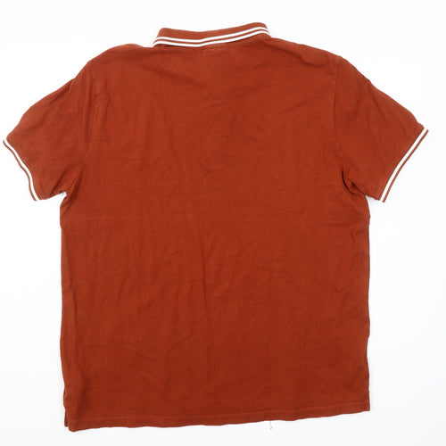 H&M Men’s Brown Slim Fit Polo Shirt XL Cotton Short Sleeve