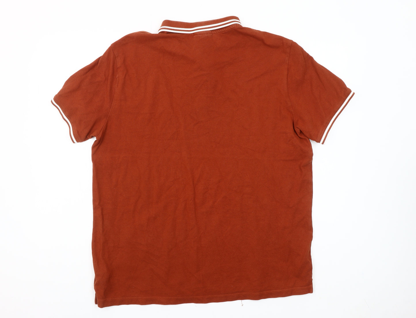 H&M Men’s Brown Slim Fit Polo Shirt XL Cotton Short Sleeve