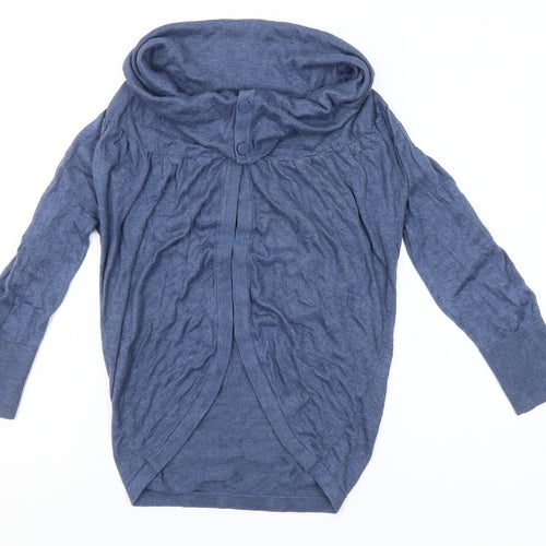 Warehouse Women’s Blue Size 8 Cardigan Jumper with Cowl Neck
