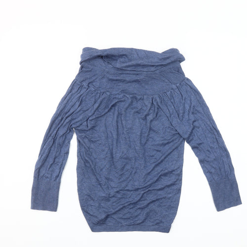 Warehouse Women’s Blue Size 8 Cardigan Jumper with Cowl Neck