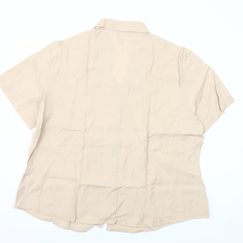 Marks and Spencer Womens Beige Button-Up Shirt UK 22 Short Sleeve