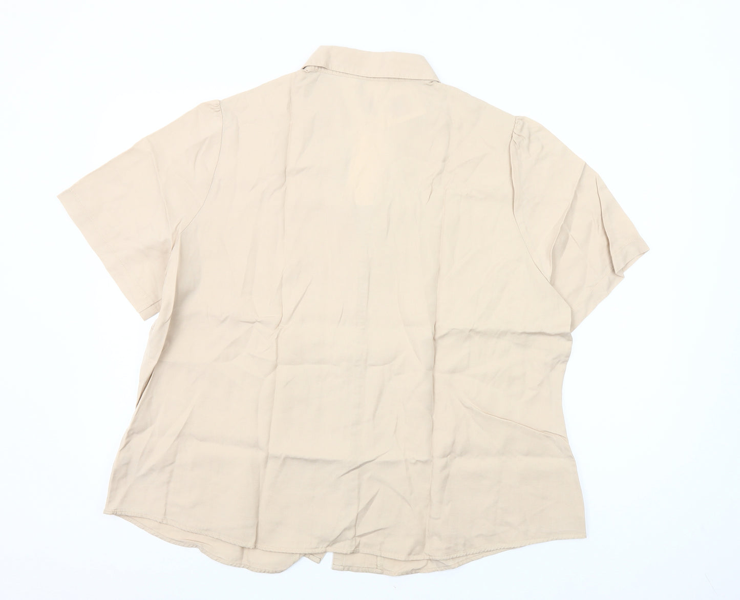 Marks and Spencer Womens Beige Button-Up Shirt UK 22 Short Sleeve