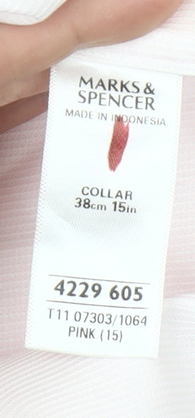 Marks and Spencer Men’s Pink Cotton Formal Dress Shirt 15in Collar