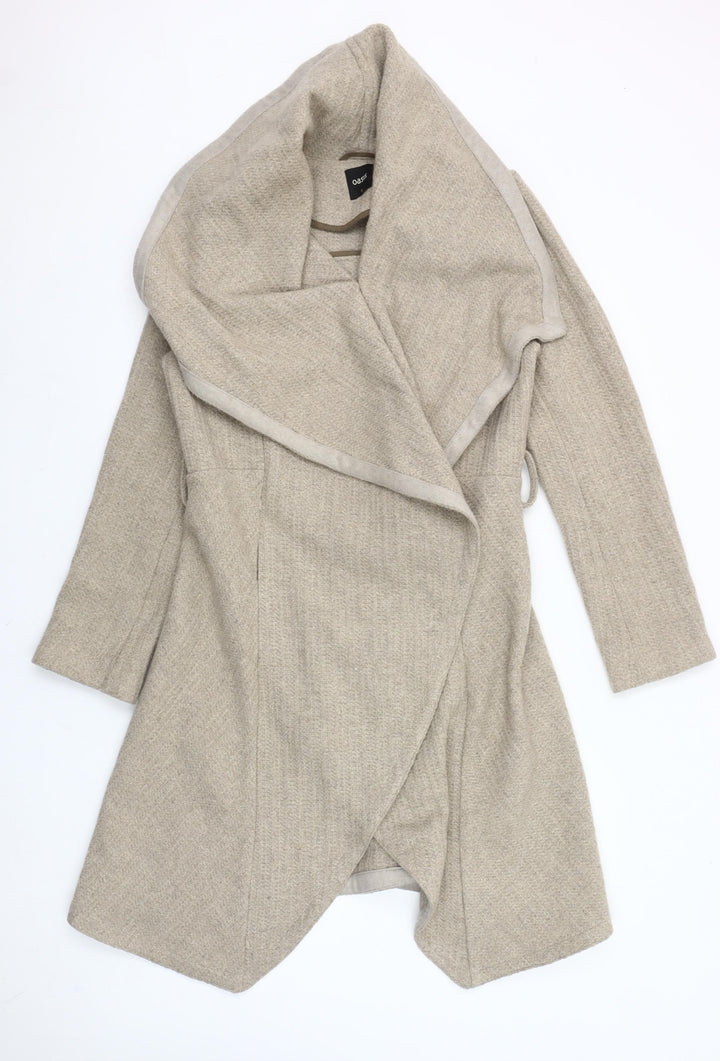 Oasis Women’s Beige Wool Blend Mid-Length Overcoat Size S