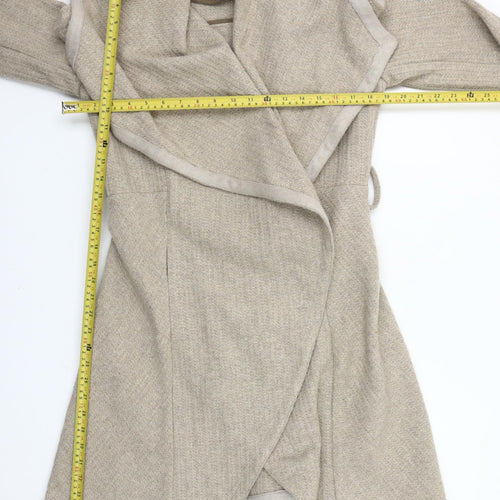 Oasis Women’s Beige Wool Blend Mid-Length Overcoat Size S
