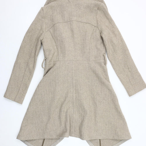 Oasis Women’s Beige Wool Blend Mid-Length Overcoat Size S