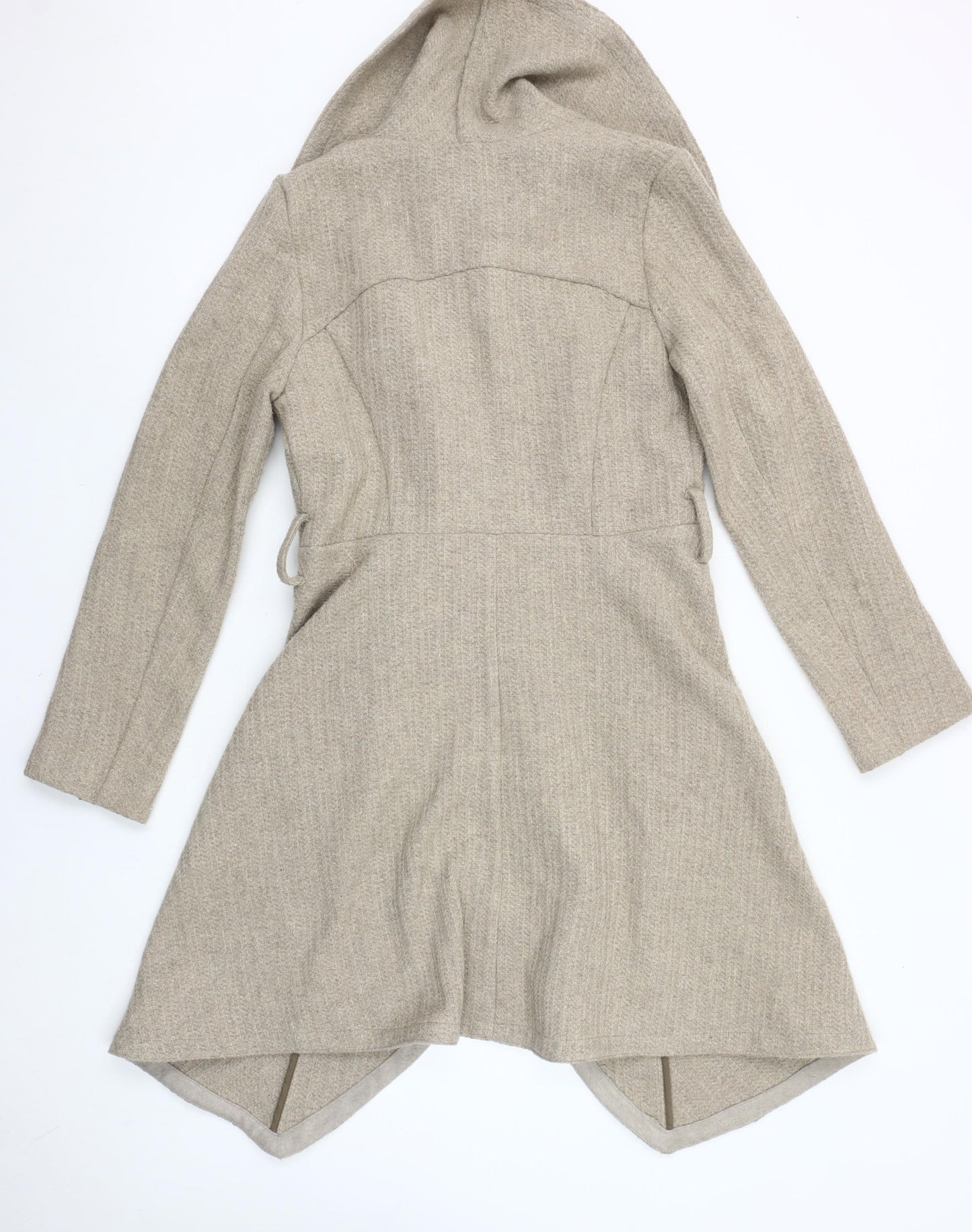 Oasis Women’s Beige Wool Blend Mid-Length Overcoat Size S