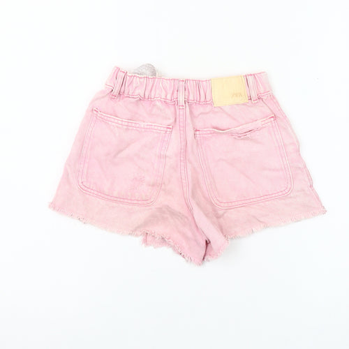 Zara Girls Pink Cut-Off Denim Shorts Size 11-12 Years Distressed Summer