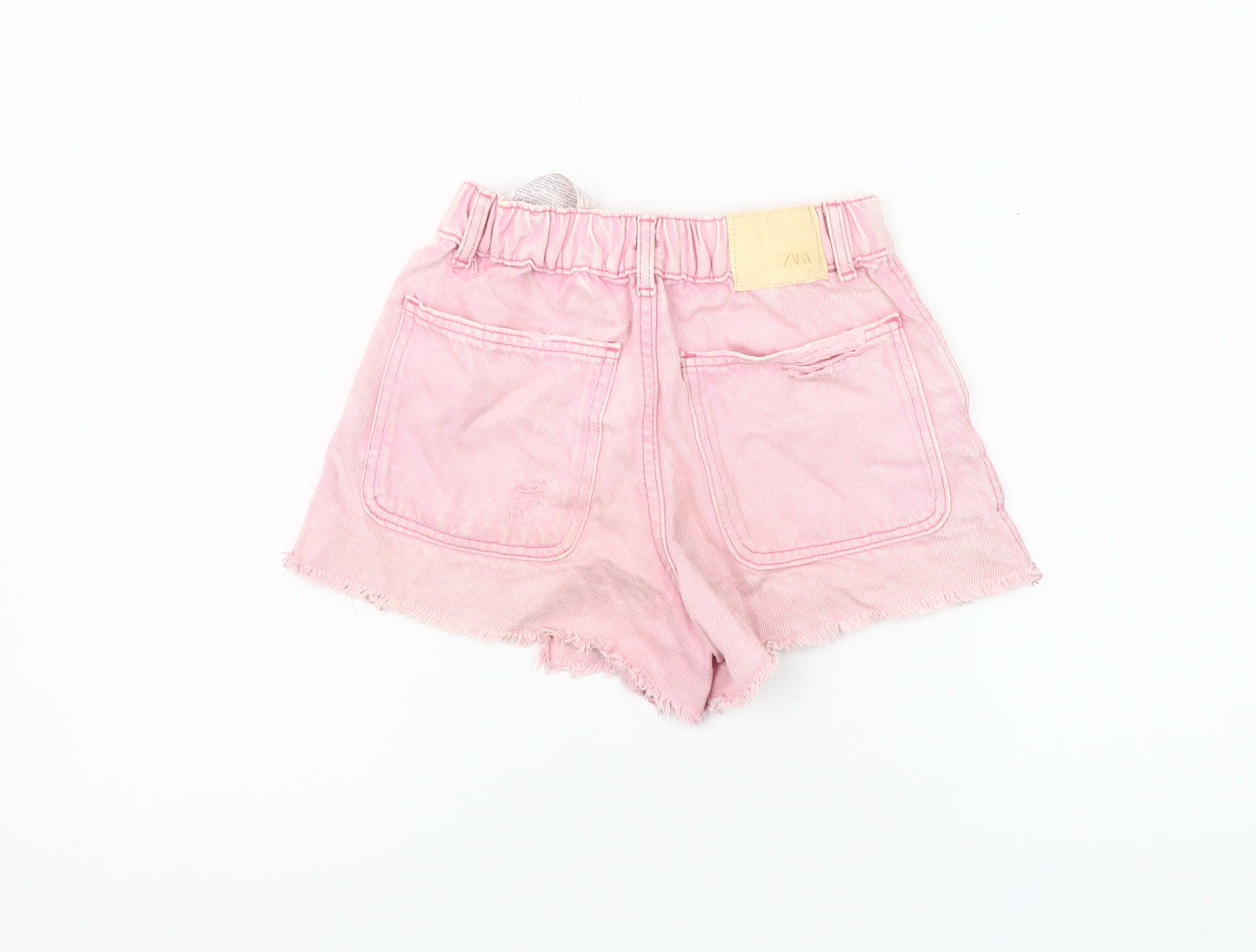 Zara Girls Pink Cut-Off Denim Shorts Size 11-12 Years Distressed Summer