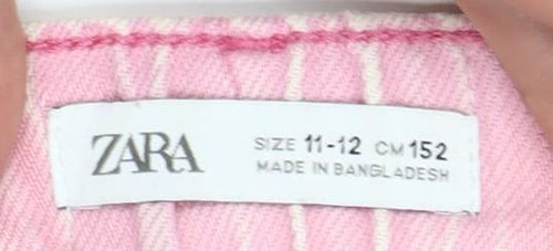 Zara Girls Pink Cut-Off Denim Shorts Size 11-12 Years Distressed Summer