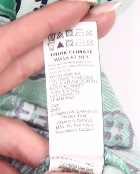 Marks and Spencer Women’s Green Geometric Slip Dress Size 14
