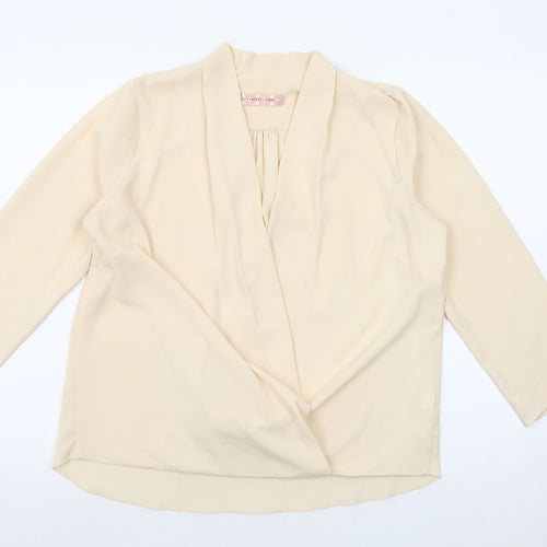 Traffic People Women’s Beige Wrap Blouse Long Sleeve Size M