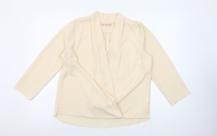 Traffic People Women’s Beige Wrap Blouse Long Sleeve Size M